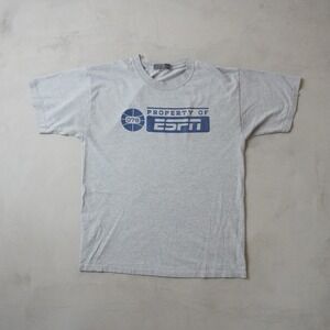 Vintage ESPN Graphic T-Shirt Medium Mens Gray Property Of ESPN Basketball 079